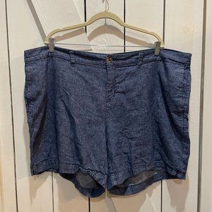 Old Navy blue every day short mid rise linen blend 22